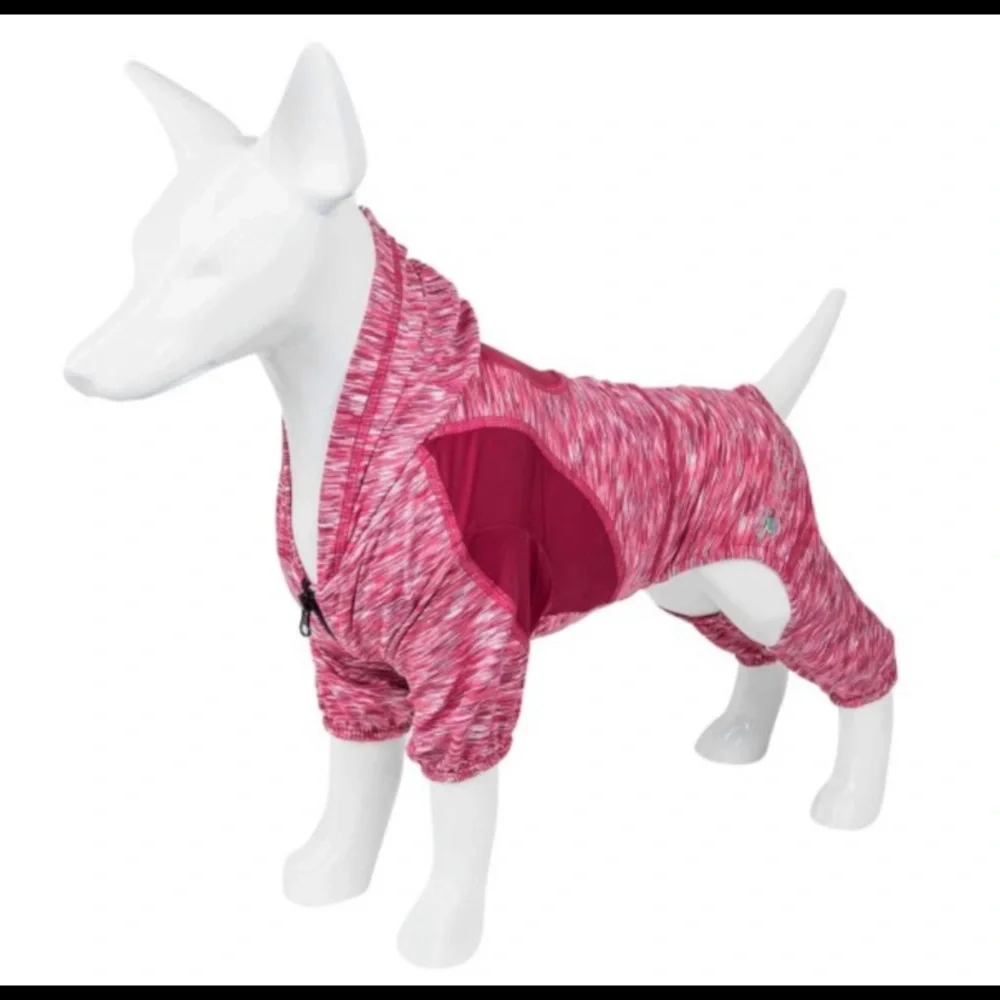 Pet Life Active Downward Dog  Burgundy 4-Way-Stretch  Dog Tracksuit Hoodie XS
